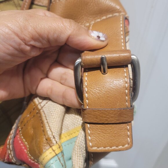 FOSSIL PATCHWORK LEATHER HANDBAG~RARE - Picture 7 of 9